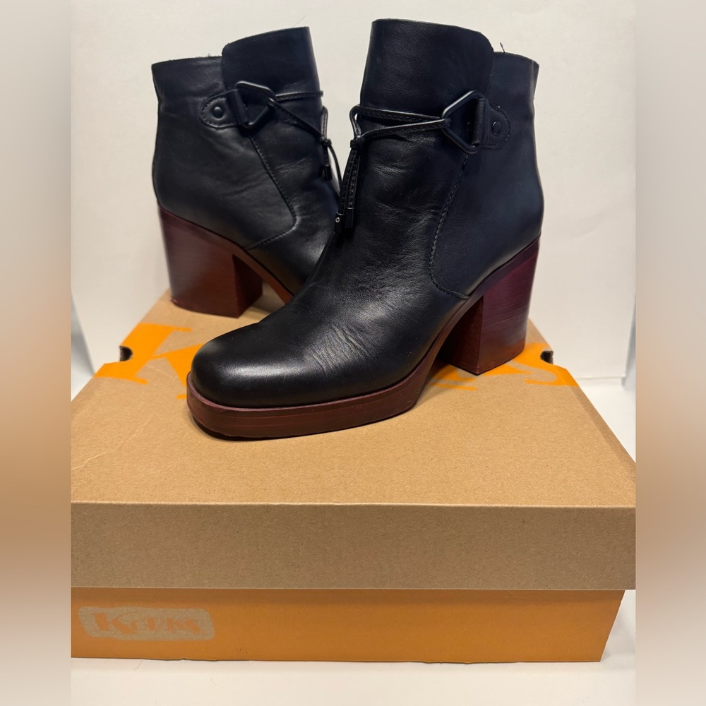 Kork-Ease Black Leather Heeled Boots